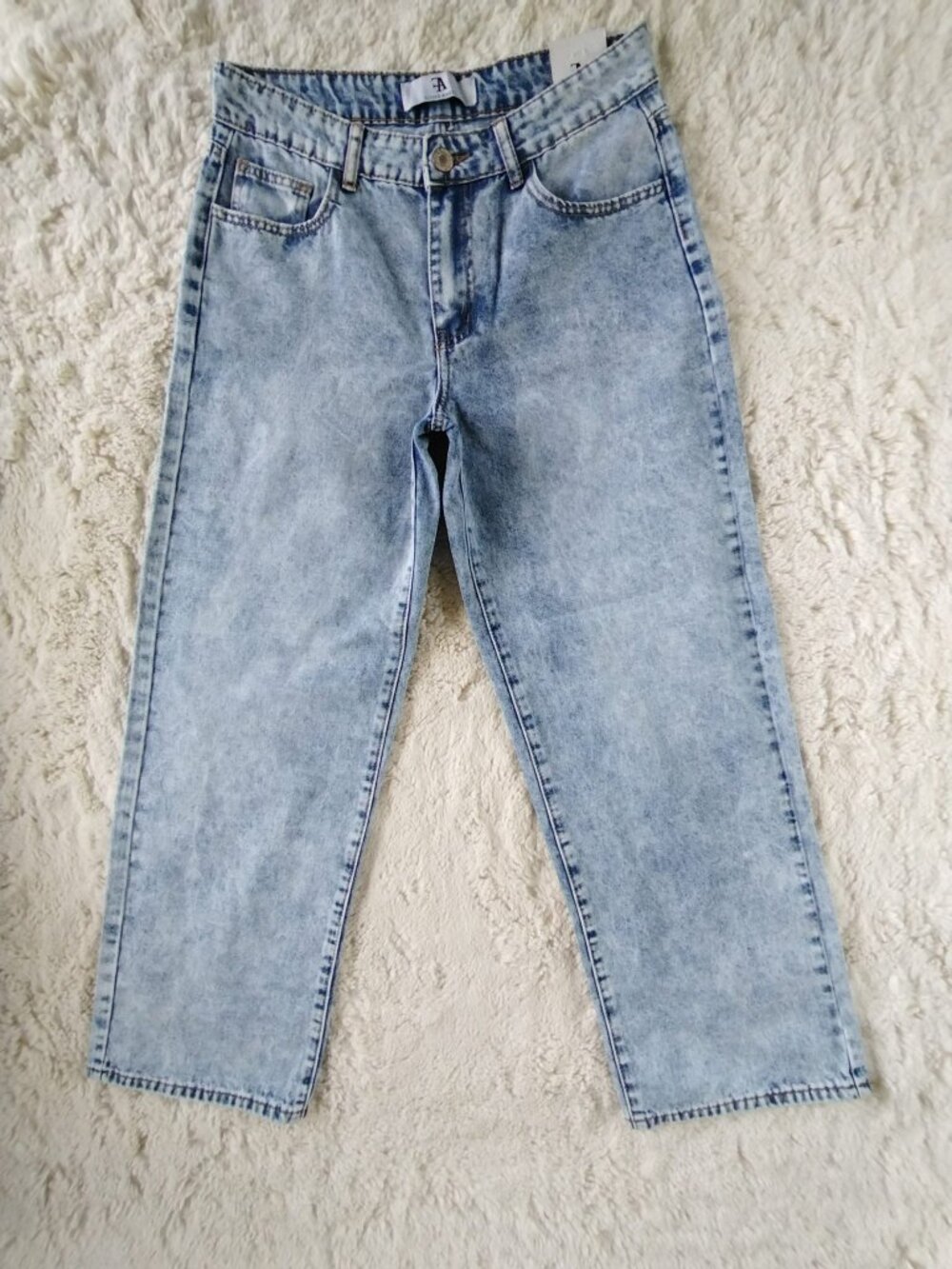 Flying Angel Wide Leg Jeans Size 9/29 Mid Rise Acid Wash Light Blue NWOT